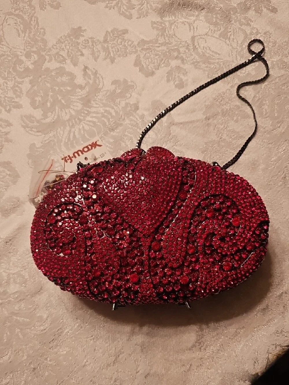 Red Crystal Embellished Oval Clutch - NWT Women Accessories